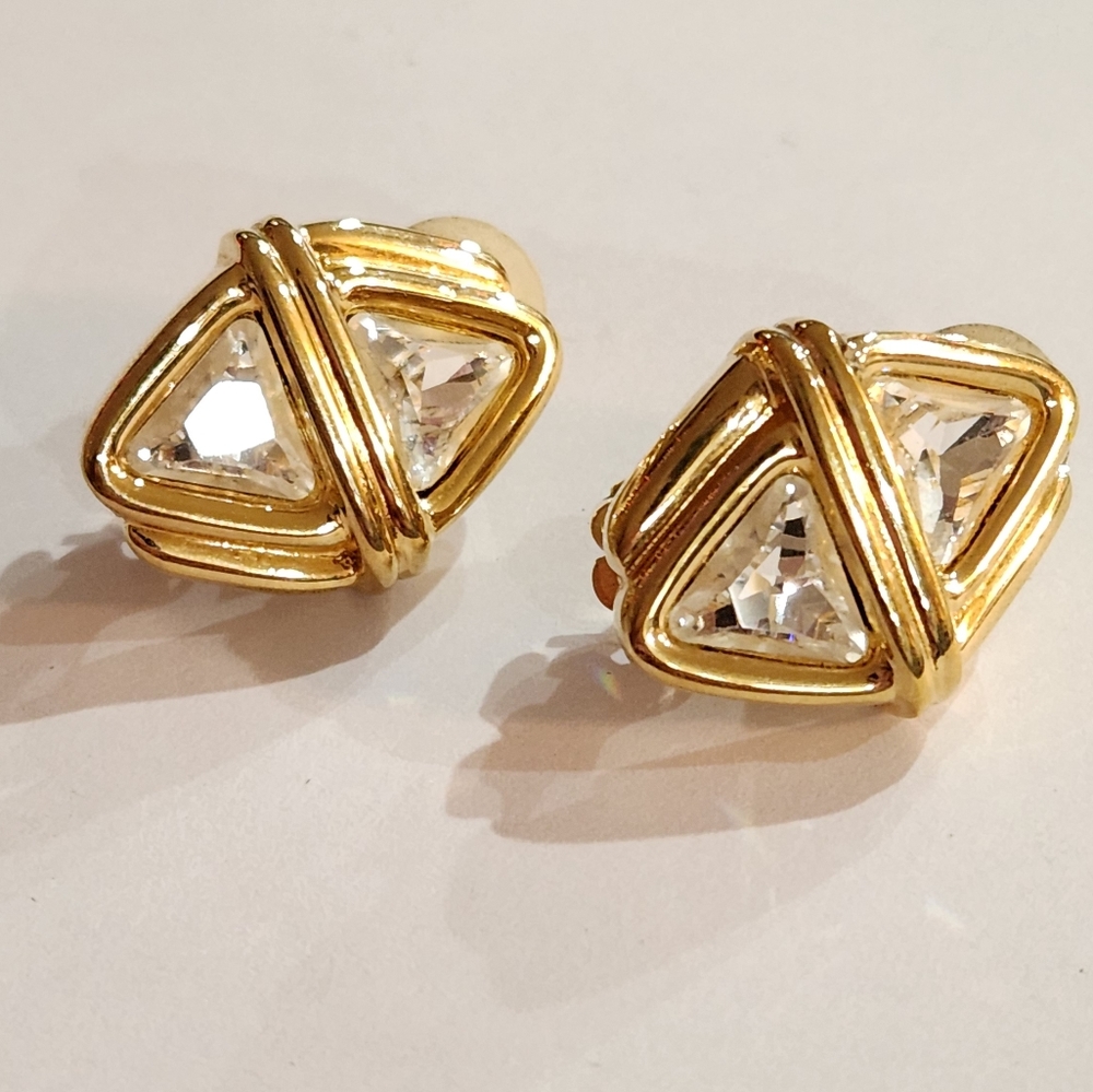 Vintage Swarovski Gold Plated Crystal Earrings